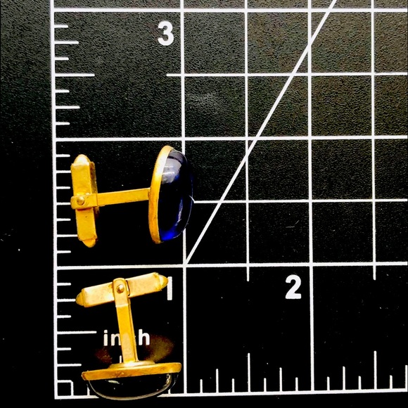 Vintage Designer Blue Glass men's cufflinks - Picture 8 of 10